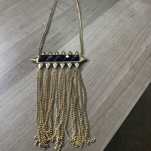 Bansri Long Black and Gold Necklace + Earrings